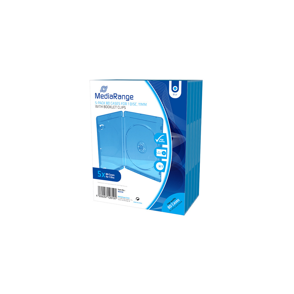 MediaRange BD Case  for 1 Disc 11mm Blue  (5 Pack) (MRBOX38)