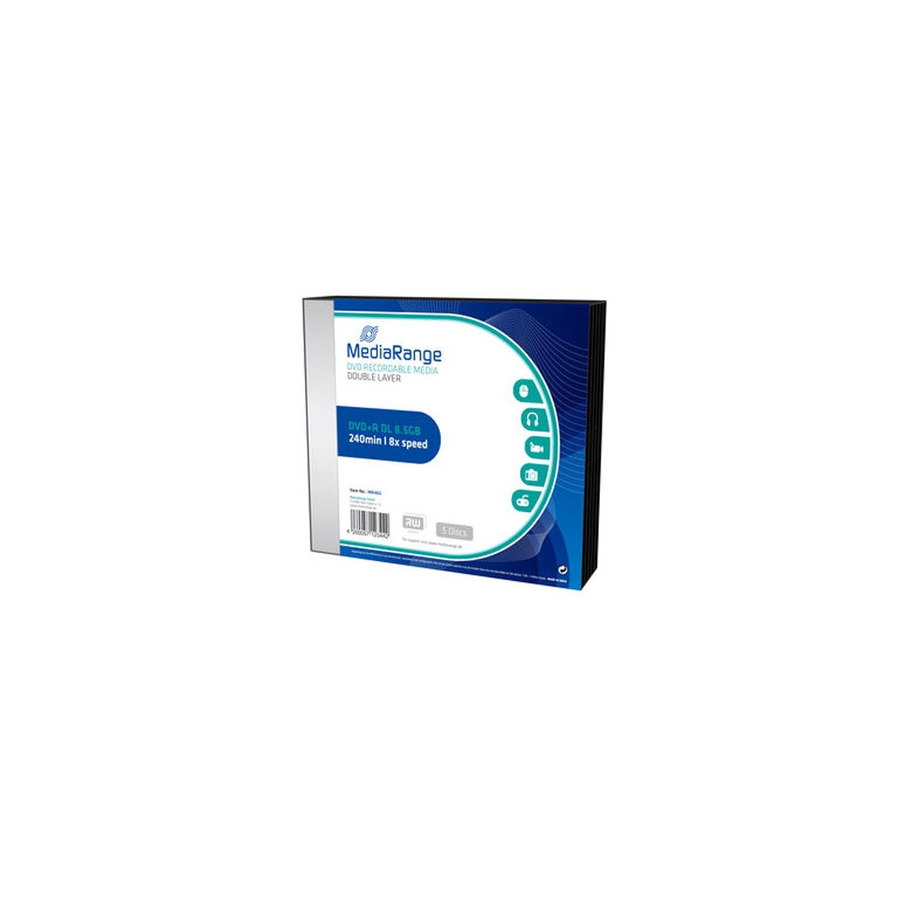 MediaRange DVD+R Dual Layer 240' 8.5GB 8x Slimcase Pack x 5 (MR465)